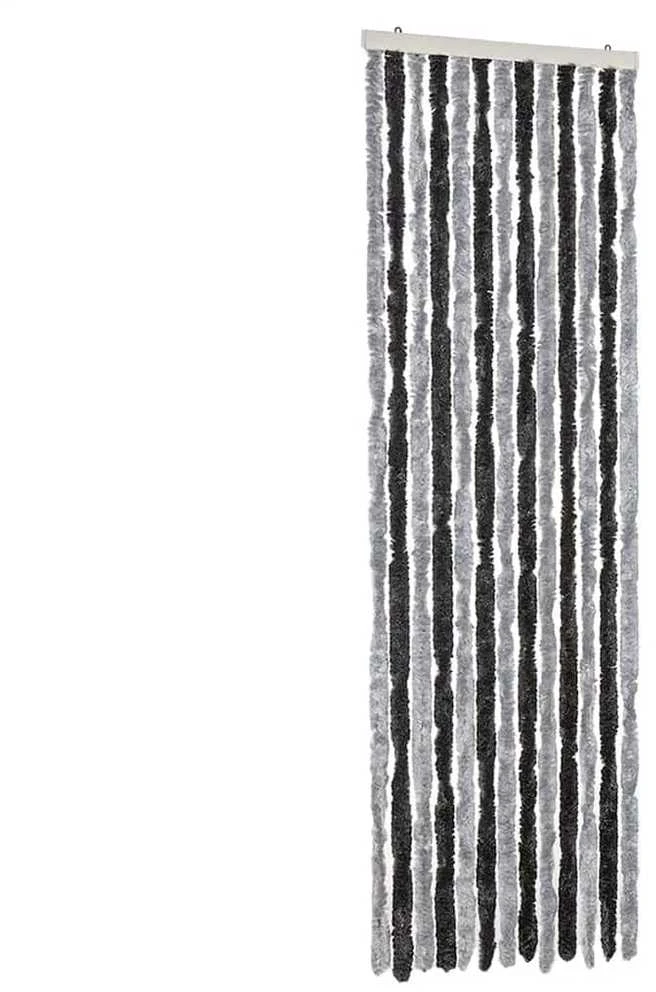 Užuolaida nuo musių, pilka ir juoda, 56x200cm, šenilis