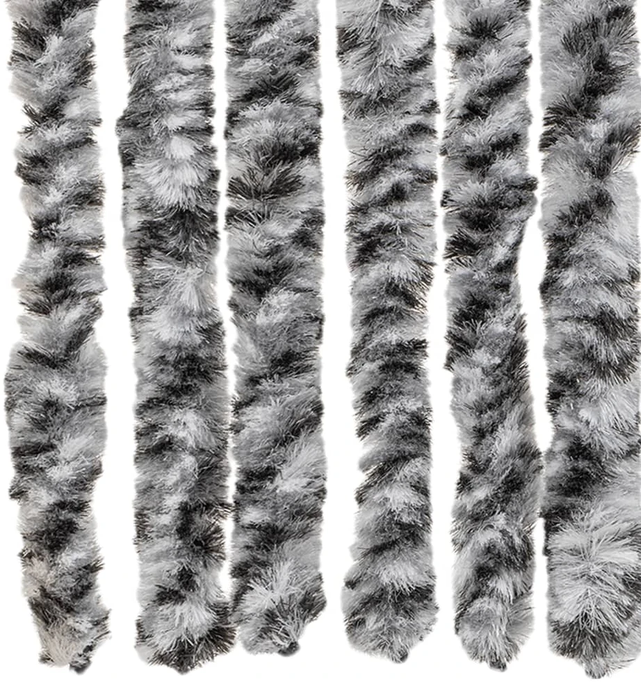 Užuolaida nuo musių, pilka/juoda/balta, 118x220cm, šenilis