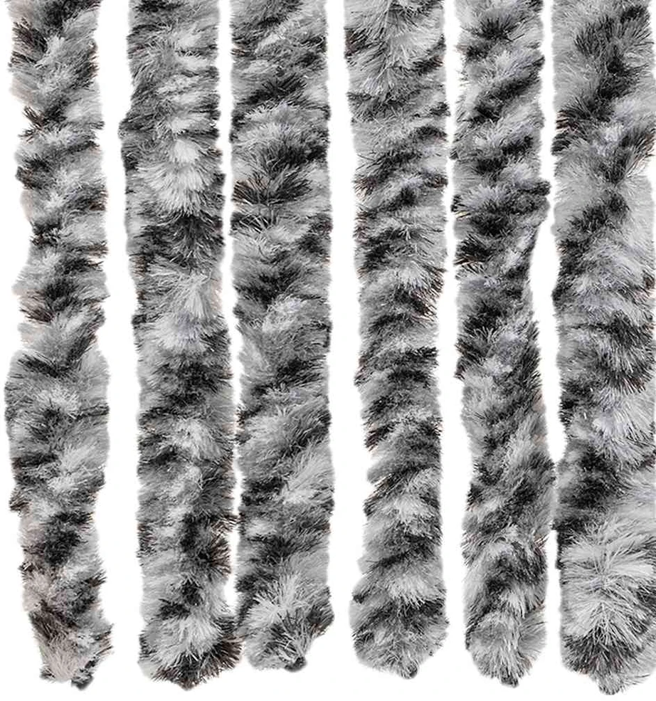 Užuolaida nuo musių, pilka/juoda/balta, 56x200cm, šenilis