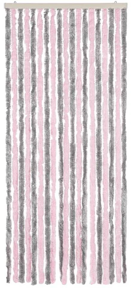 Užuolaida nuo musių, pilkos/rožinės spalvos, 56x200cm šenilis