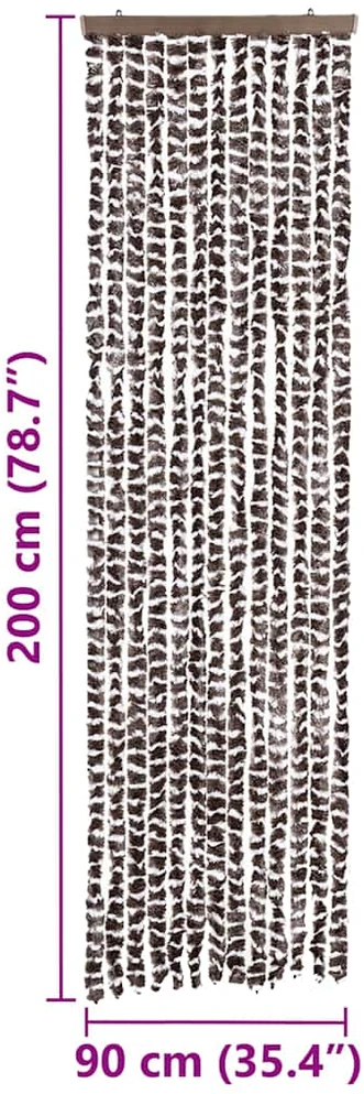 Užuolaida nuo musių, ruda ir balta, 56x200cm, šenilis