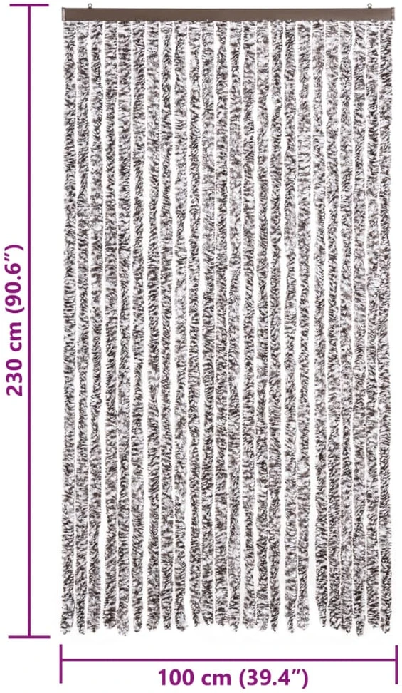 Užuolaida nuo musių, ruda ir smėlio, 100x230cm šenilis