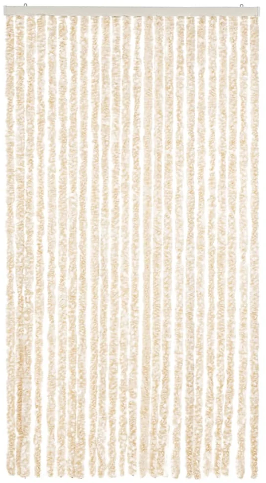 Užuolaida nuo musių, smėlio ir balta, 100x220cm šenilis