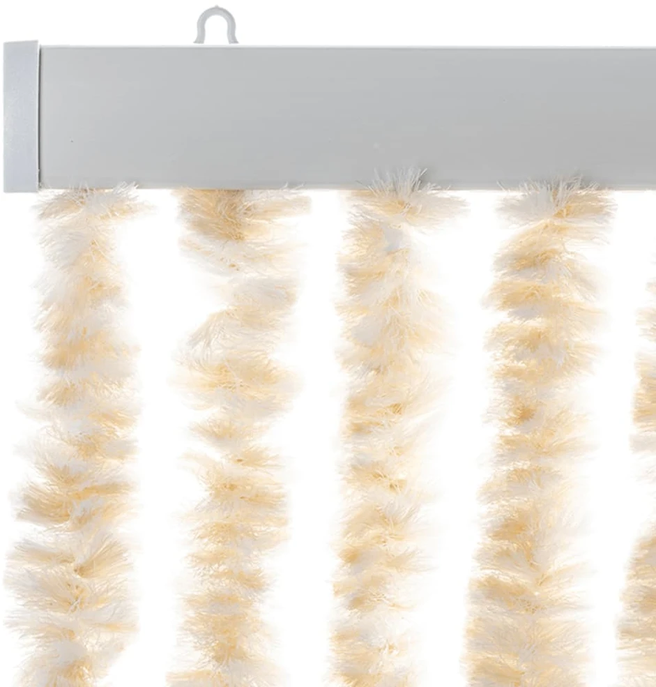 Užuolaida nuo musių, smėlio ir balta, 100x220cm šenilis
