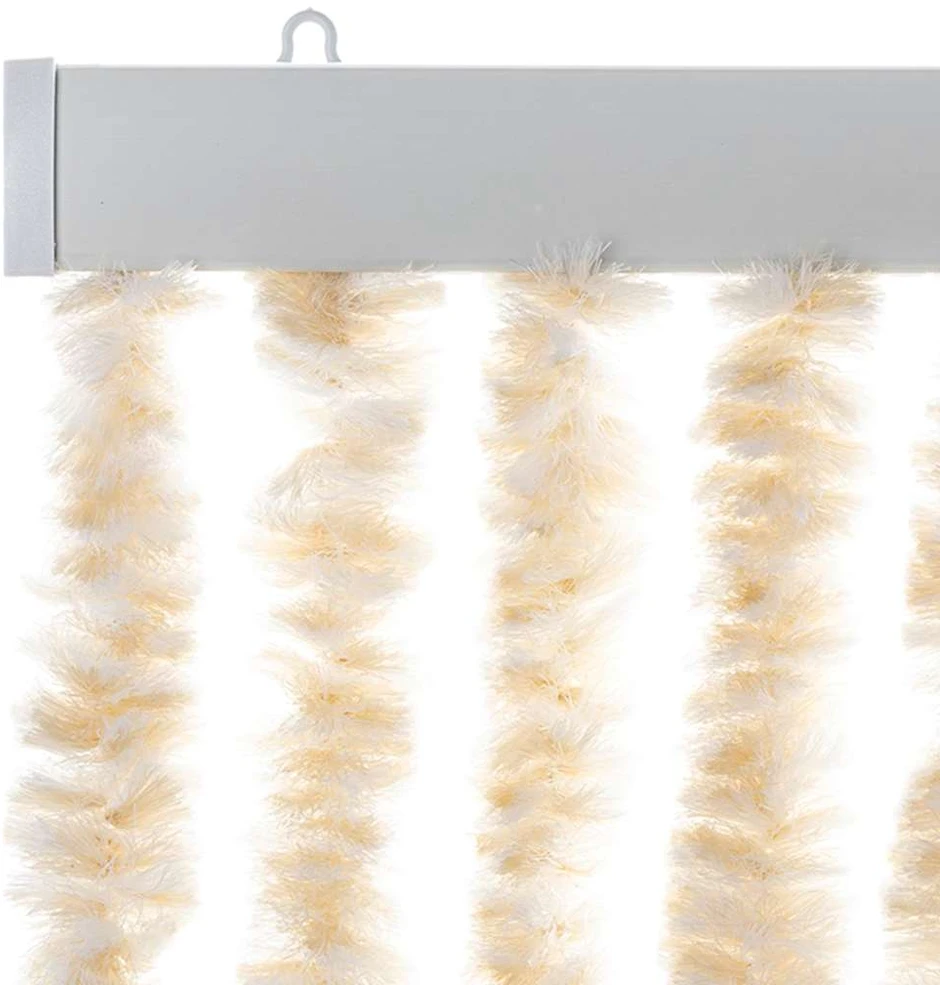 Užuolaida nuo musių, smėlio ir balta, 100x230cm šenilis