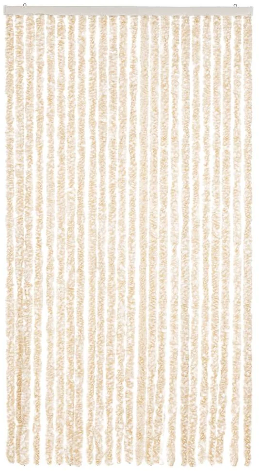 Užuolaida nuo musių, smėlio ir balta, 100x230cm šenilis