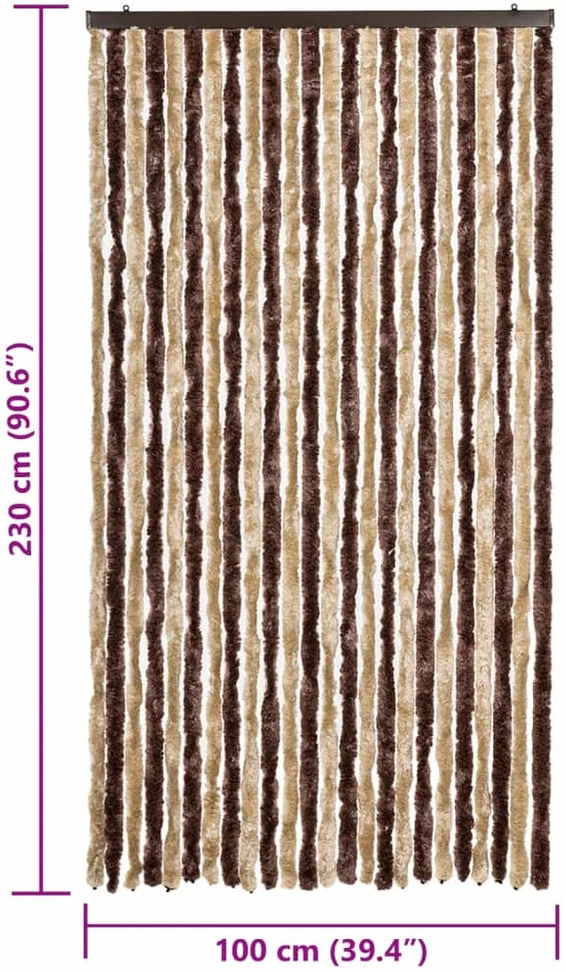 Užuolaida nuo musių, smėlio ir šviesiai ruda, 100x230cm šenilis