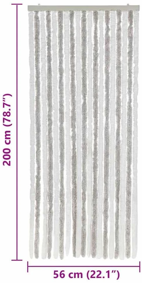 Užuolaida nuo musių, šviesiai pilka ir balta, 56x200cm, šenilis