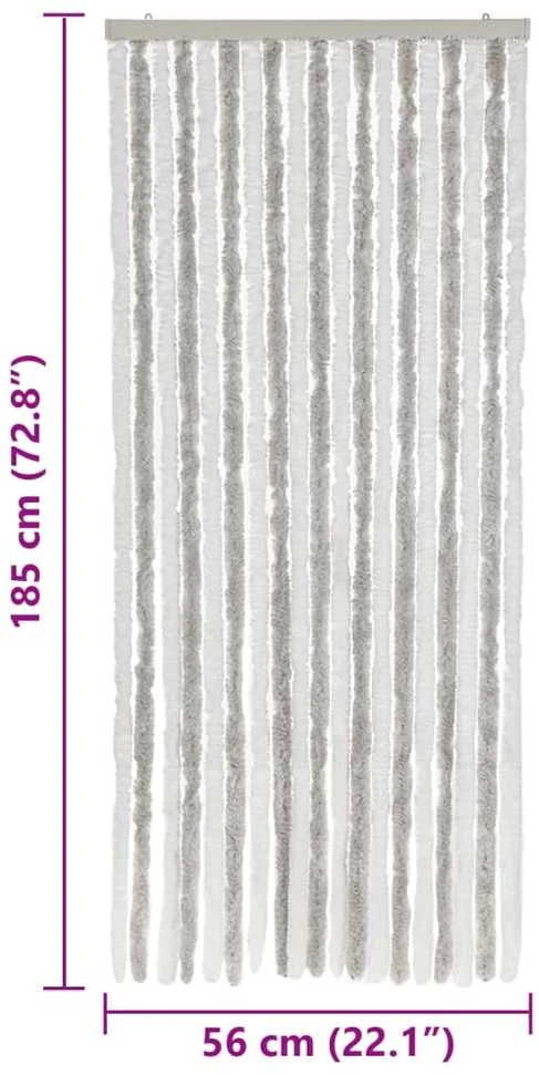 Užuolaida nuo musių, šviesiai pilka ir balta, 56x185cm, šenilis