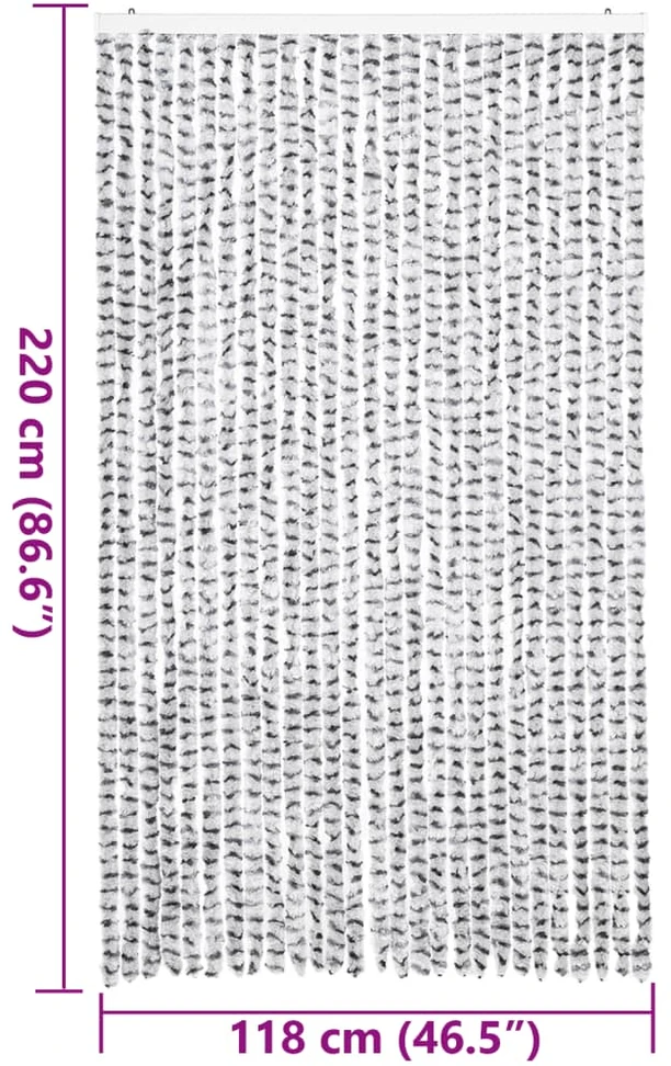 Užuolaida nuo musių, šviesiai/tamsiai pilka, 118x220cm, šenilis