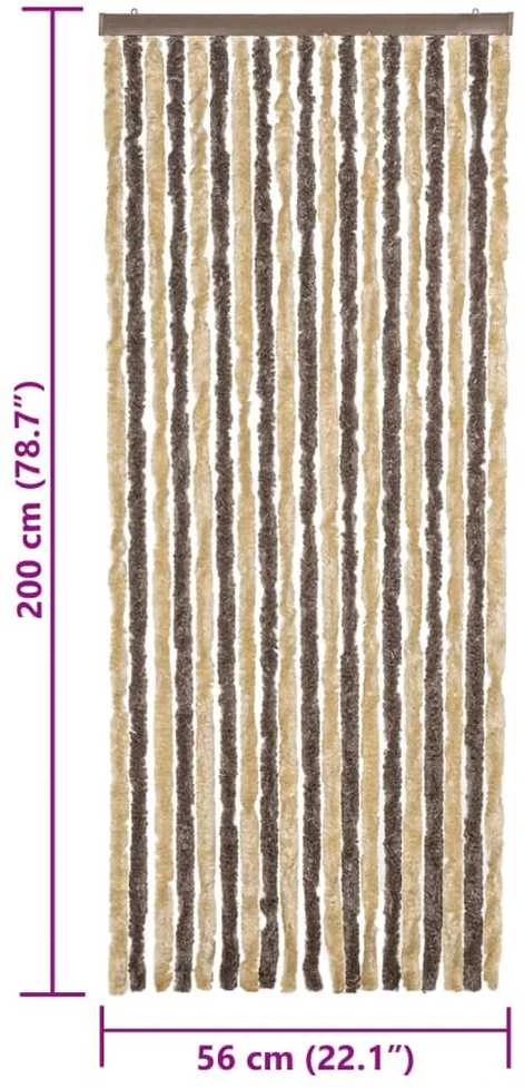 Užuolaida nuo musių, tamsiai ruda ir smėlio, 56x200cm šenilis