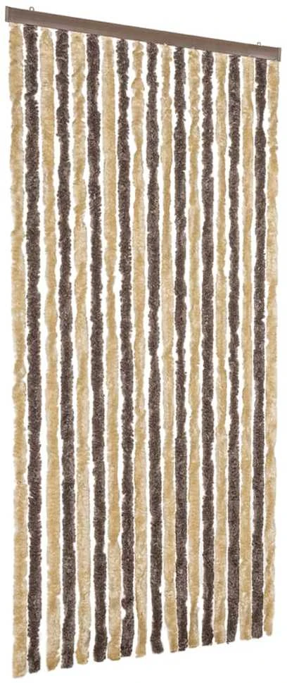 Užuolaida nuo musių, tamsiai ruda ir smėlio, 56x200cm šenilis