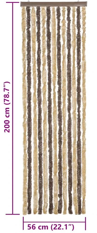 Užuolaida nuo musių, tamsiai ruda ir smėlio, 56x200cm šenilis