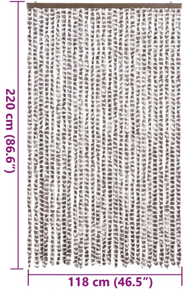 Užuolaida nuo musių, taupe ir balta, 118x220cm, šenilis
