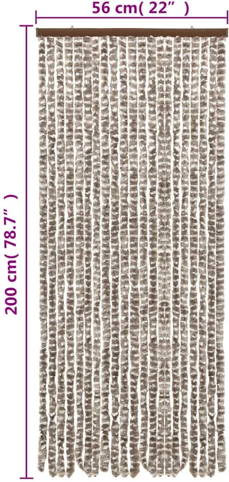 Užuolaida nuo musių, taupe ir balta, 56x200cm, šenilis