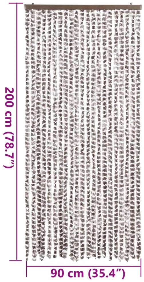 Užuolaida nuo musių, taupe ir balta, 90x200cm, šenilis