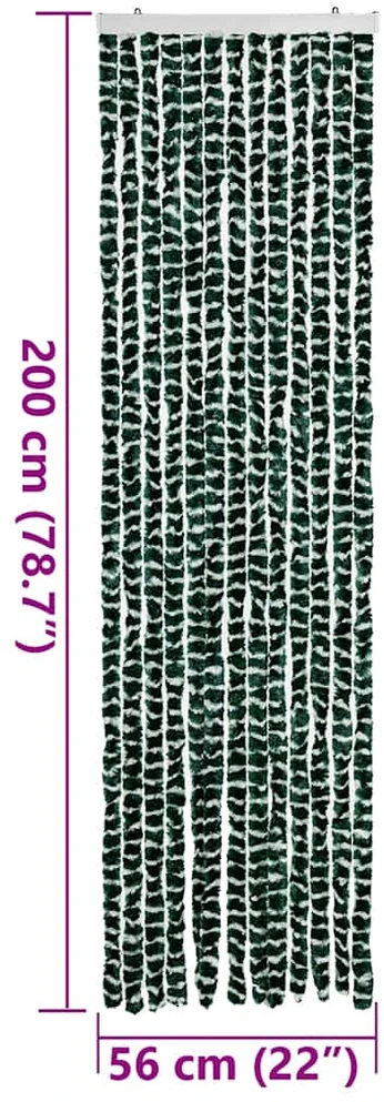 Užuolaida nuo musių, žalia ir balta, 56x200cm, šeniliscm