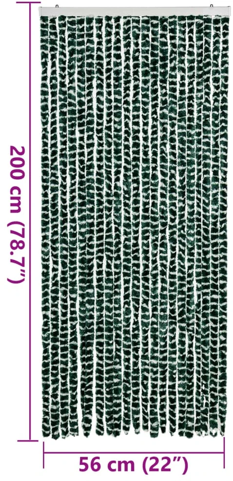 Užuolaida nuo musių, žalia ir balta, 90x200cm, šenilis