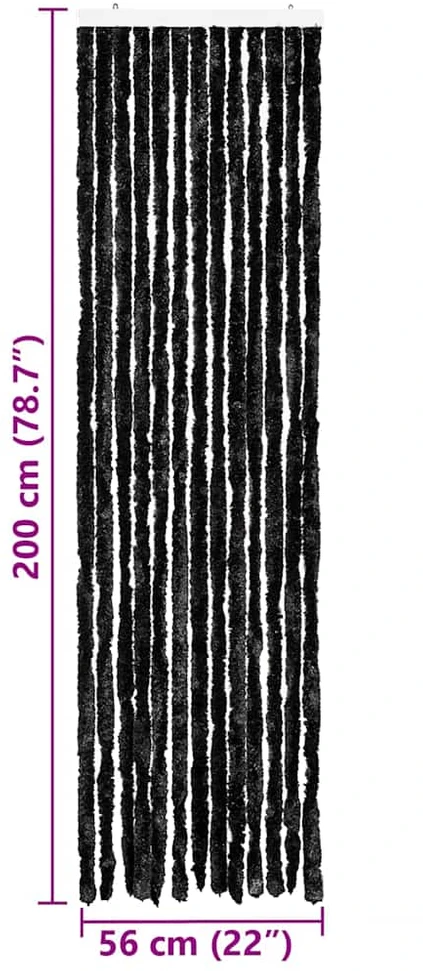 Užuolaida nuo vabzdžių, antracito spalvos, 56x200cm, šenilis