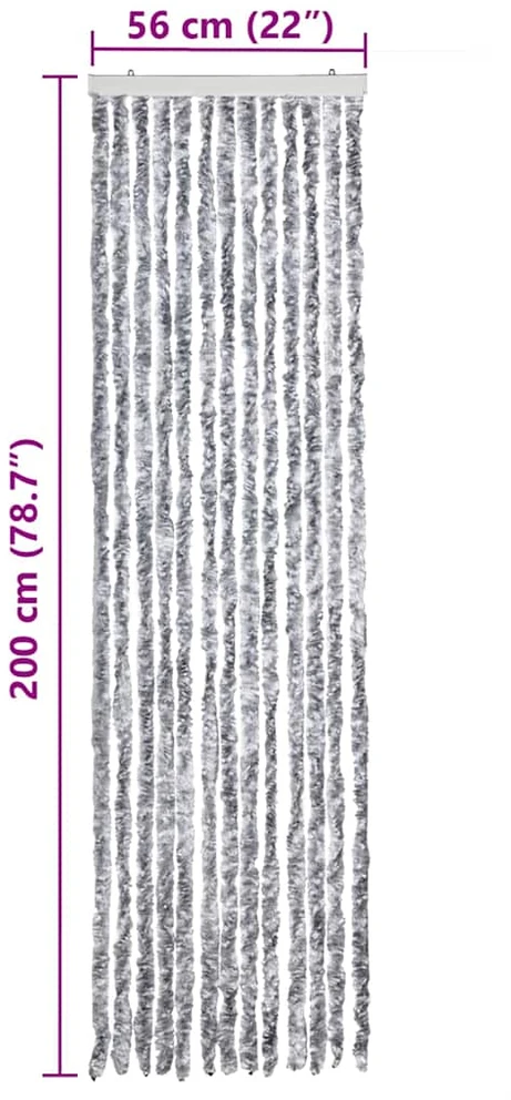 Užuolaida nuo vabzdžių, balta ir pilka, 56x200cm, šenilis