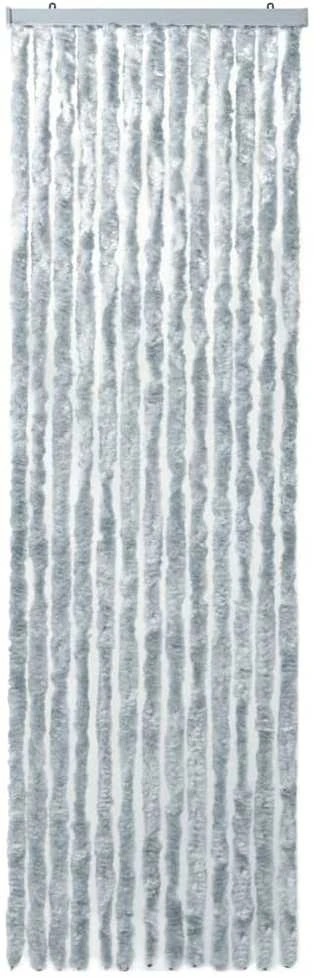 Užuolaida nuo vabzdžių, balta ir pilka, 118x220cm, šenilis