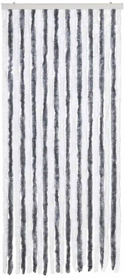 Užuolaida nuo vabzdžių, pilka ir balta, 90x200cm, šenilis