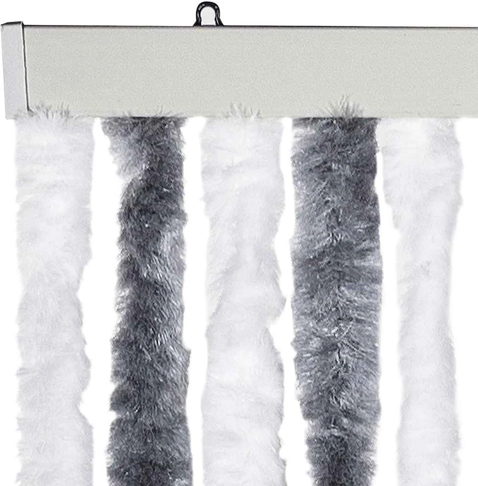 Užuolaida nuo vabzdžių, pilka ir balta, 90x220 cm, šenilis