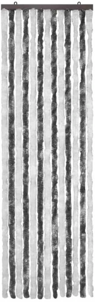 Užuolaida nuo vabzdžių, pilka ir balta, 56x185 cm, šenilis