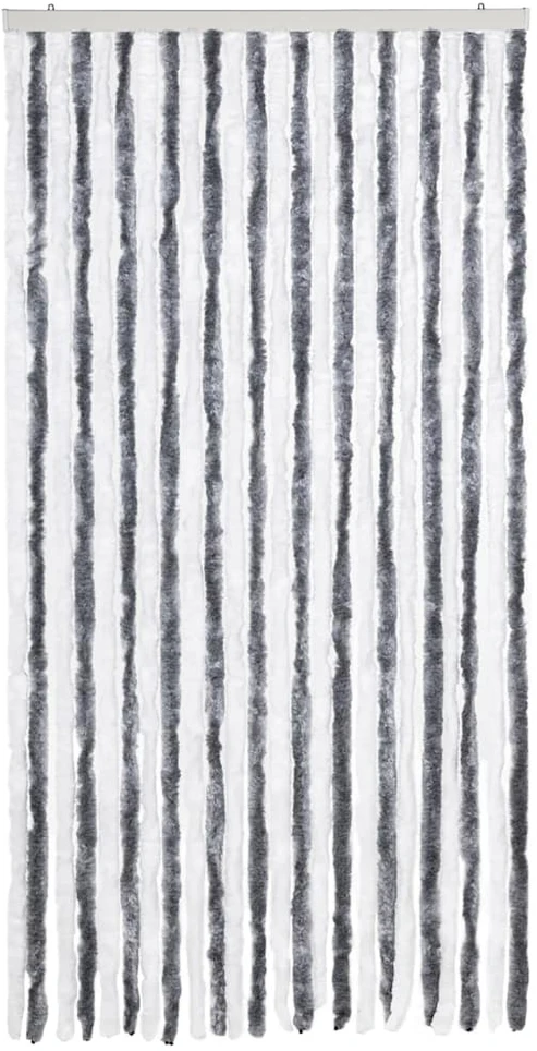 Užuolaida nuo vabzdžių, pilka ir balta, 100x220 cm, šenilis