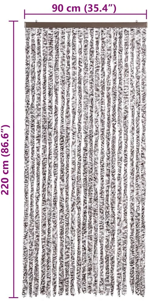 Užuolaida nuo vabzdžių, ruda ir kreminė, 90x220 cm, šenilis