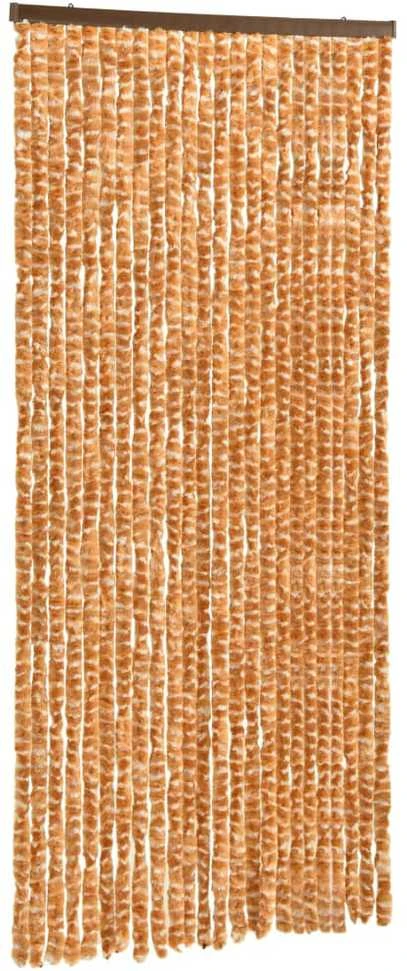 Užuolaida nuo vabzdžių, rusva ir balta, 100x220 cm, šenilis