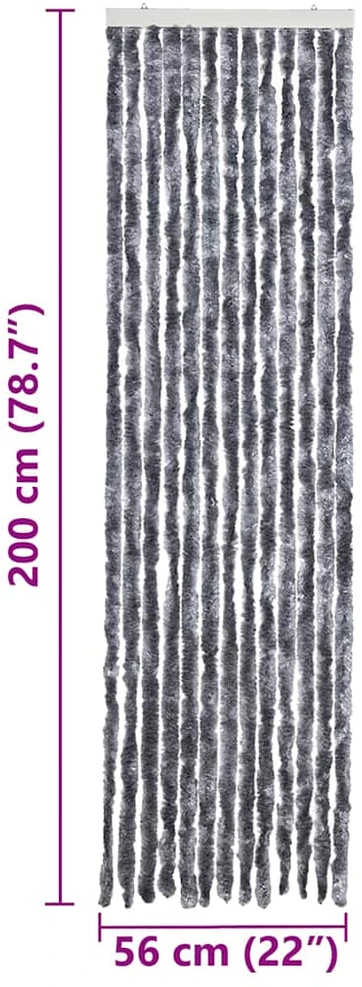 Užuolaida nuo vabzdžių, sidabrinės spalvos, 56x200cm, šenilis