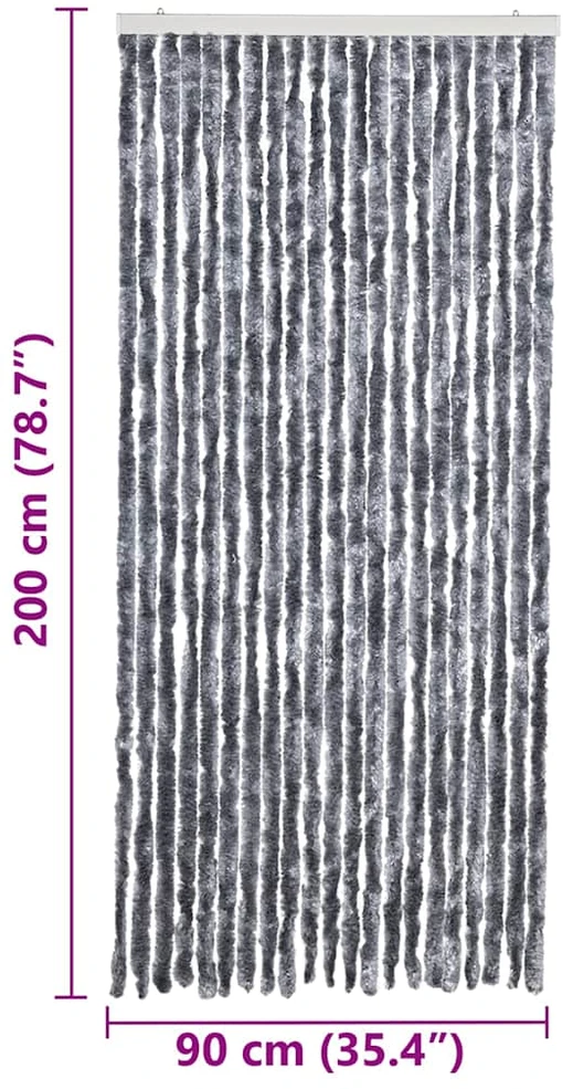 Užuolaida nuo vabzdžių, sidabrinės spalvos, 90x200cm, šenilis