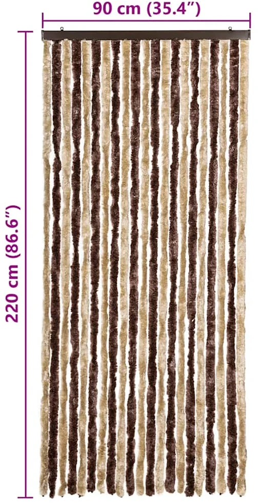 Užuolaida nuo vabzdžių, smėl. ir švies. rud., 90x220 cm šenilis