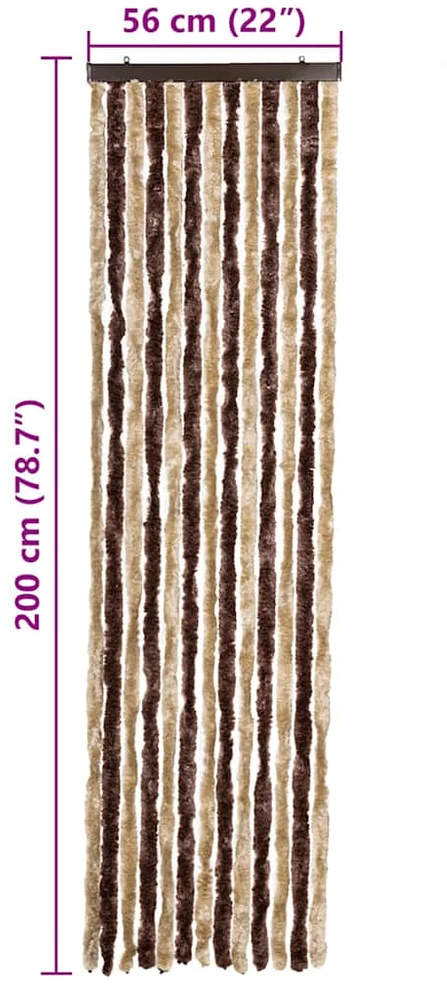 Užuolaida nuo vabzdžių, smėlio ir ruda, 56x200cm šenilis