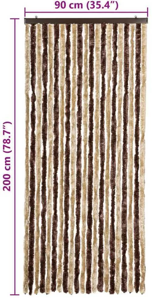 Užuolaida nuo vabzdžių, smėlio ir ruda, 90x200cm šenilis