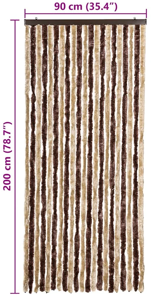 Užuolaida nuo vabzdžių, smėlio ir ruda, 90x200cm šenilis