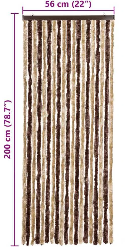 Užuolaida nuo vabzdžių, smėlio ir ruda, 56x200cm šenilis