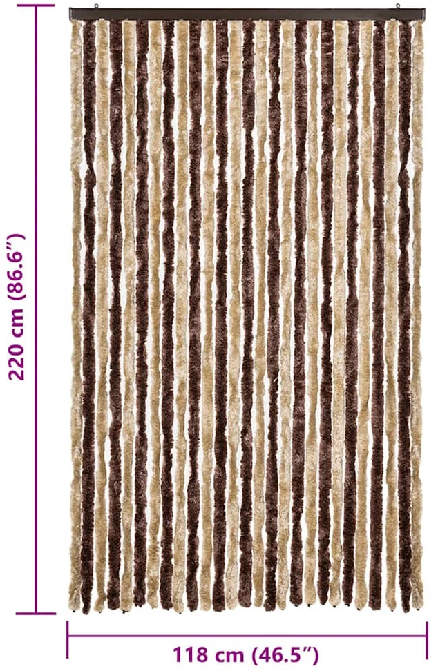 Užuolaida nuo vabzdžių, smėlio ir ruda, 118x220cm šenilis
