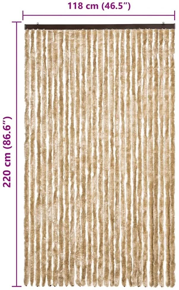 Užuolaida nuo vabzdžių, smėlio spalvos, 118x220cm, šenilis