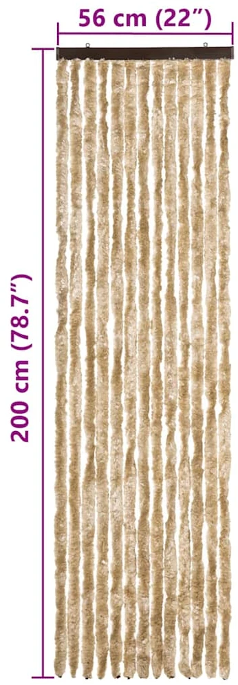 Užuolaida nuo vabzdžių, smėlio spalvos, 56x200cm, šenilis
