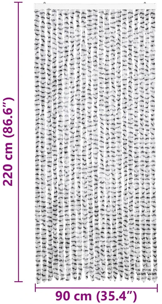 Užuolaida nuo vabzdžių, šviesi/tamsi pilka, 90x220cm, šenilis