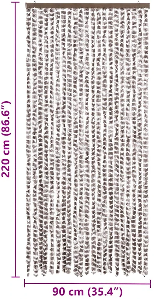 Užuolaida nuo vabzdžių, taupe ir balta, 90x220cm, šenilis