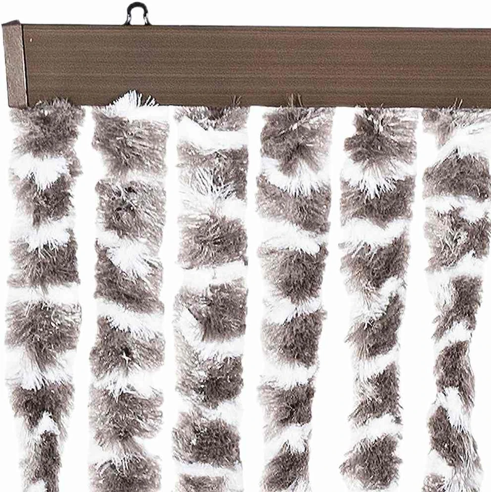 Užuolaida nuo vabzdžių, taupe ir balta, 90x220cm, šenilis