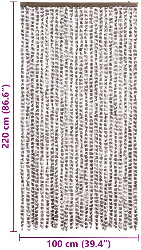 Užuolaida nuo vabzdžių, taupe ir balta, 100x220cm, šenilis