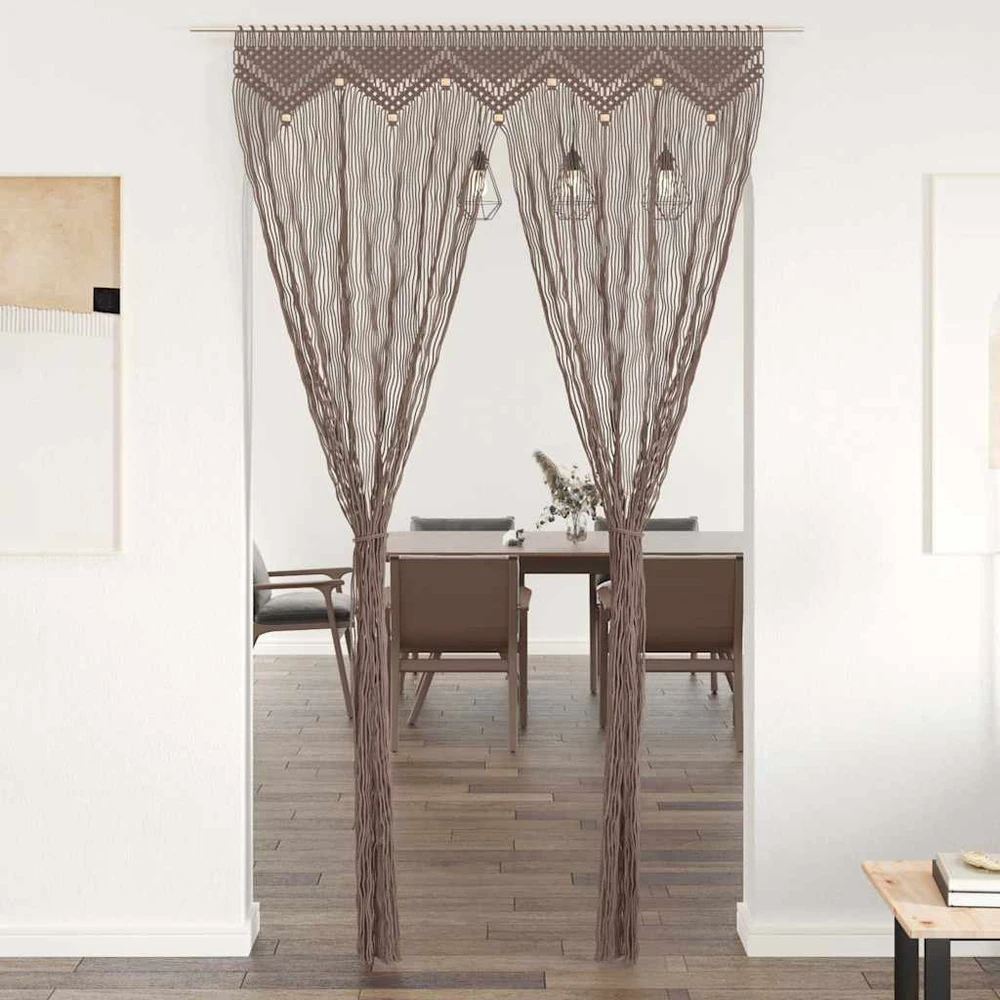 Užuolaida, taupe spalvos, 140x240cm, medvilnė, makrame stilius