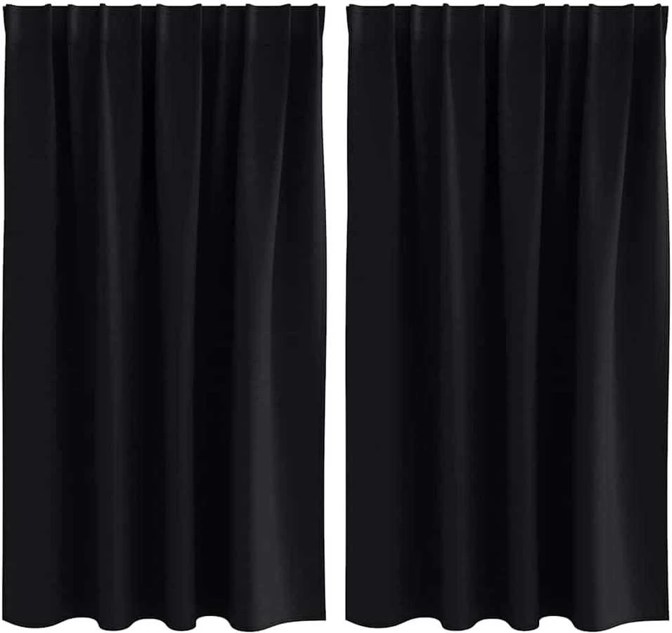 Užuolaidos su žiedais, blokuojančios šviesą 2 pcs Juoda
