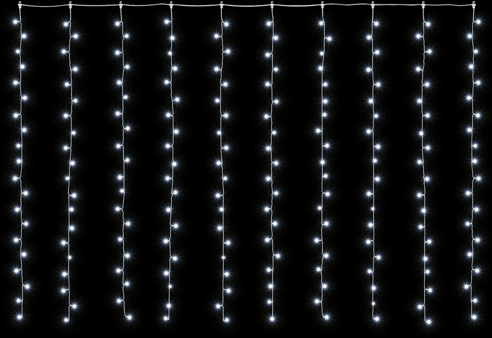 Užuolaidų girlianda 200 LED Šalta balta 300 x 200 cm