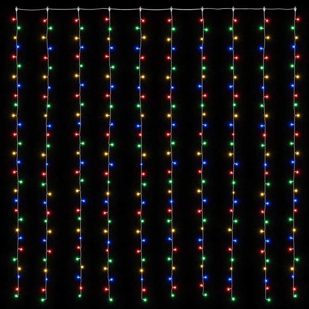 Užuolaidų girlianda 300 LED Įvairių spalvų 300 x 300 cm
