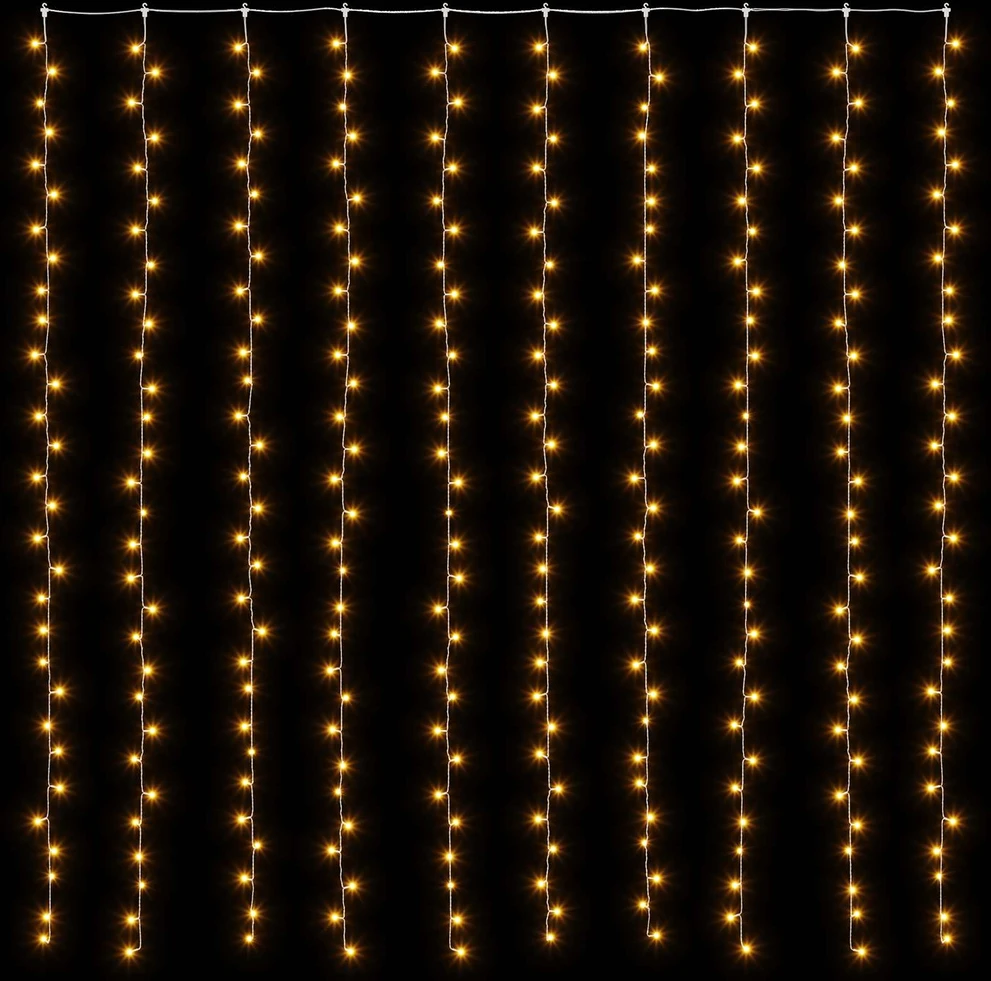 Užuolaidų girlianda 300 LED Šilta balta 300 x 300 cm